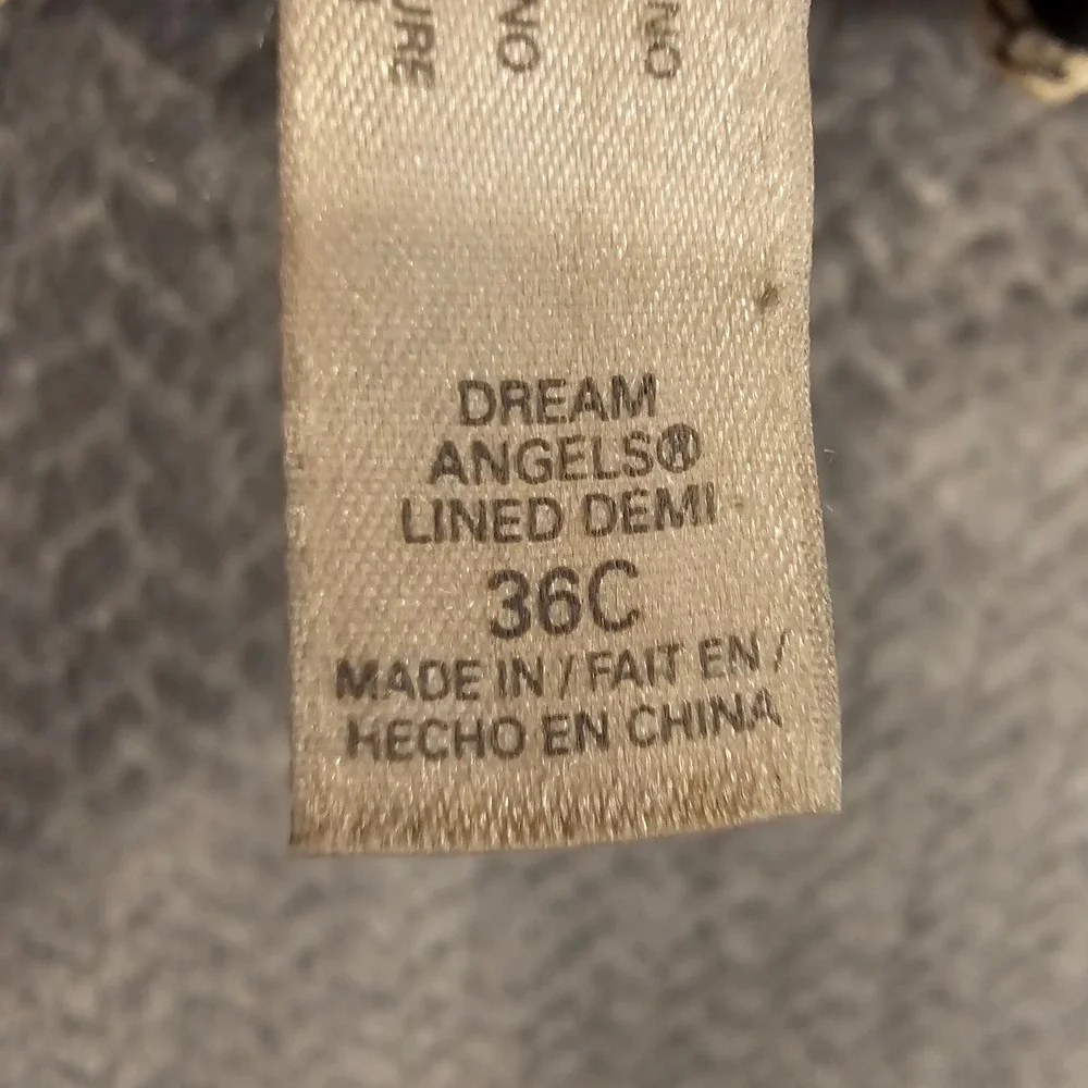 Victorias‎ Secret Dream Angels Lined Demi Bra 36C Cream Black Lace Rhinestone